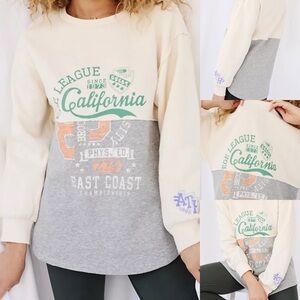 Anthropologie maizie maeve varsity oversized sweatshirt east west coast